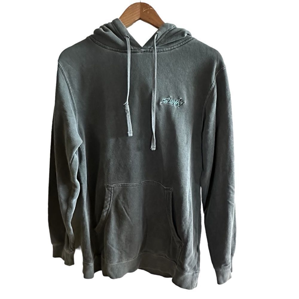 Slunks ~ Garment Dyed Faded Grey sweatshirt hoodie ~ lined hood ~ size Small